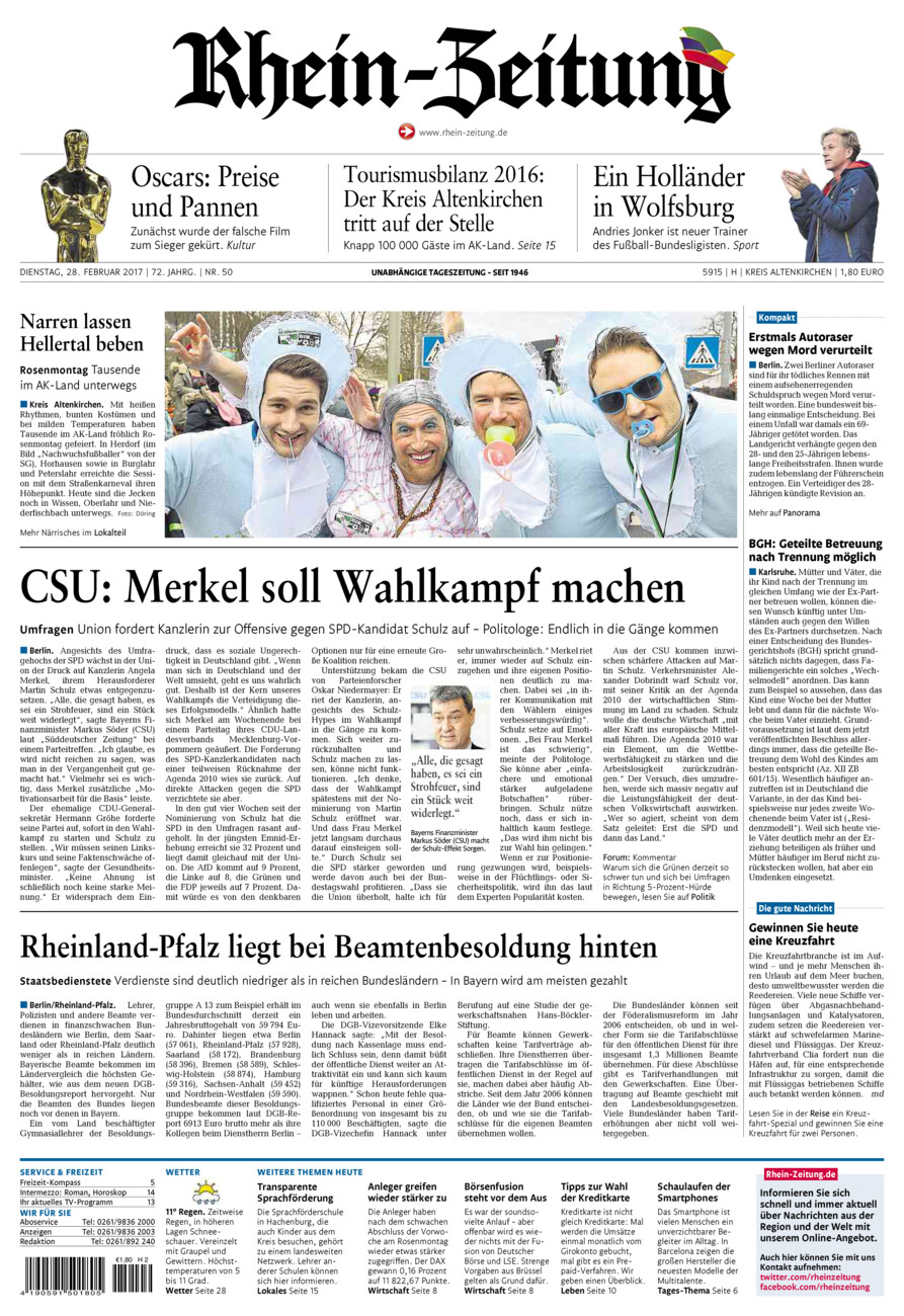 Rhein-Zeitung Kreis Altenkirchen vom Dienstag, 28.02.2017