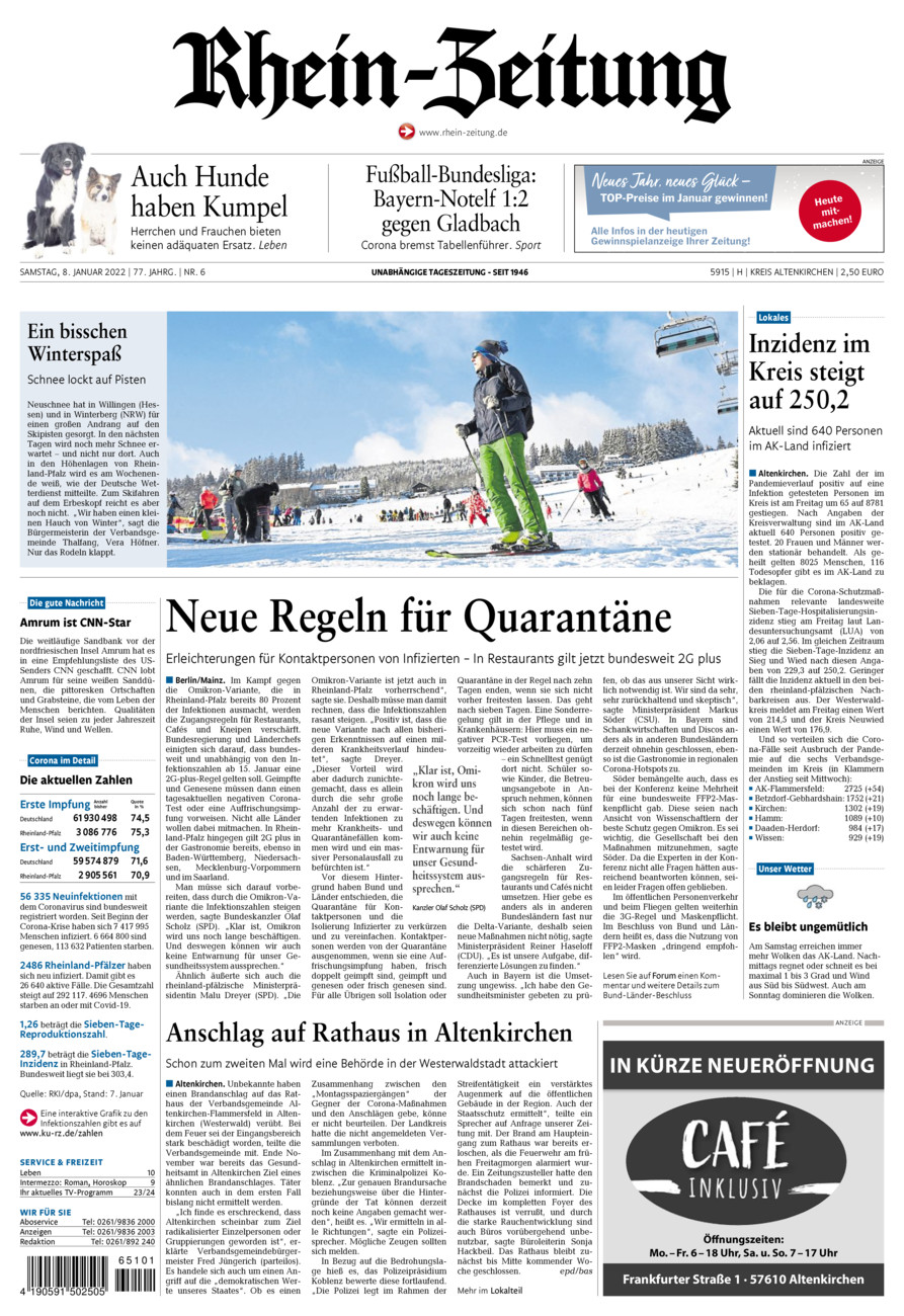 Rhein-Zeitung Kreis Altenkirchen vom Samstag, 08.01.2022
