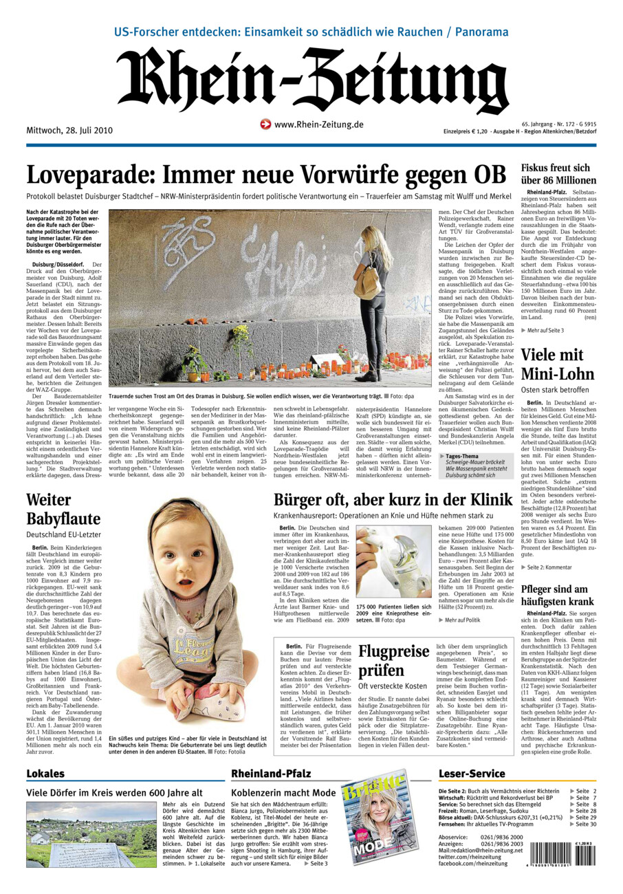 Rhein-Zeitung Kreis Altenkirchen vom Mittwoch, 28.07.2010