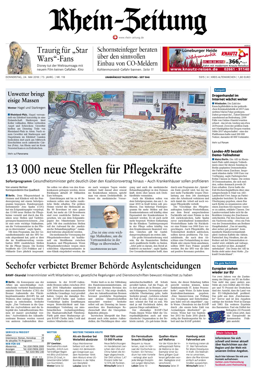 Rhein-Zeitung Kreis Altenkirchen vom Donnerstag, 24.05.2018