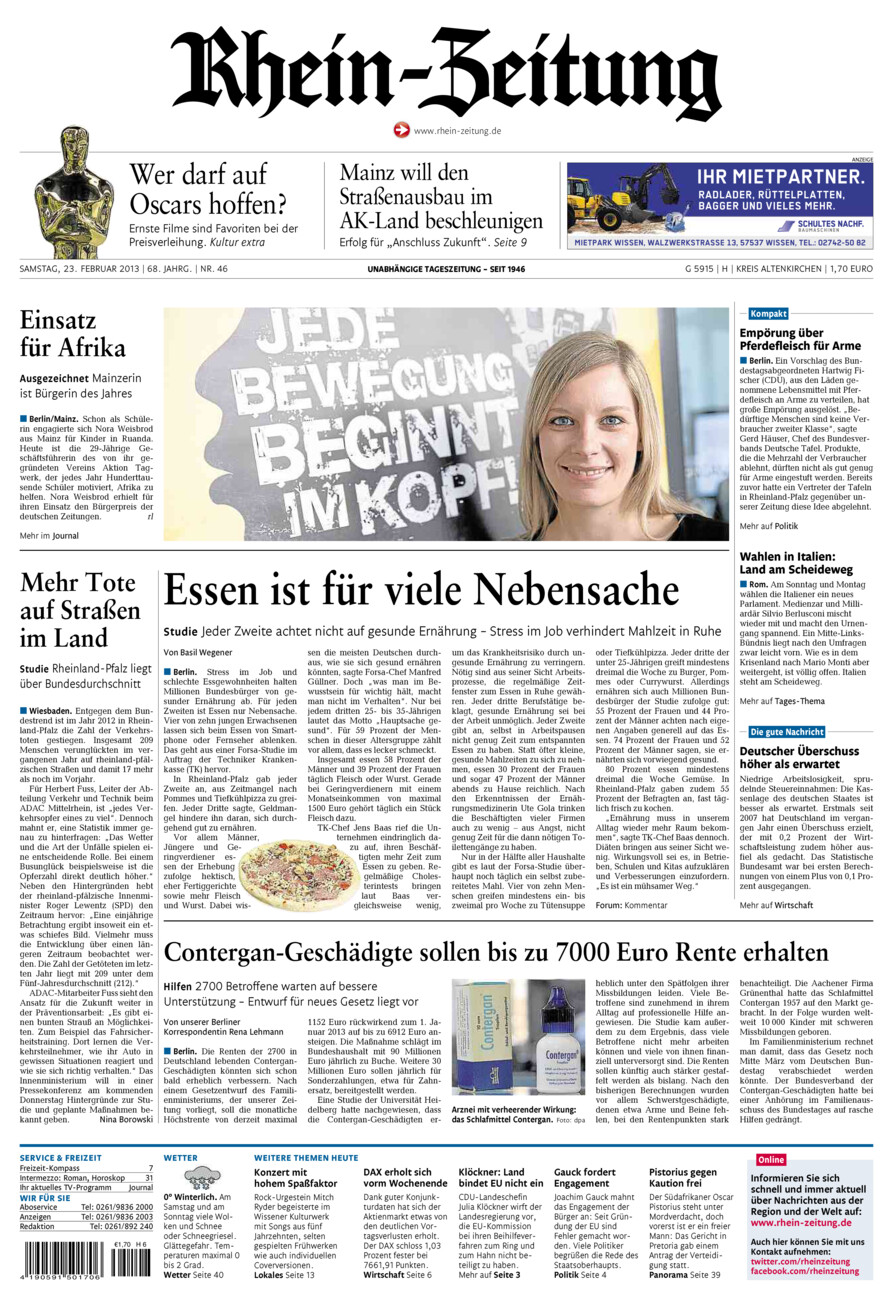 Rhein-Zeitung Kreis Altenkirchen vom Samstag, 23.02.2013
