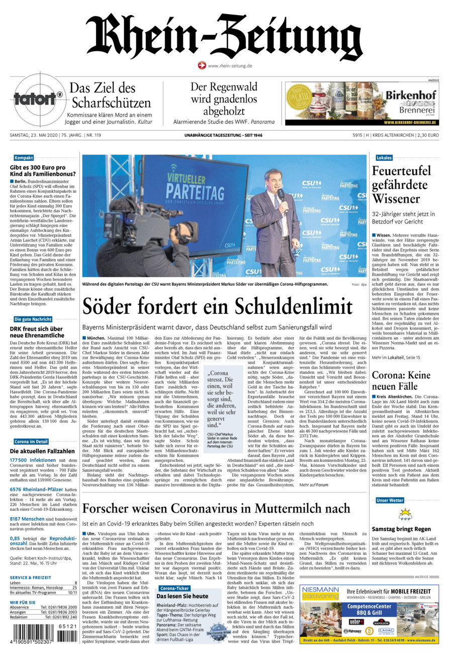 Rhein-Zeitung Kreis Altenkirchen vom Samstag, 23.05.2020