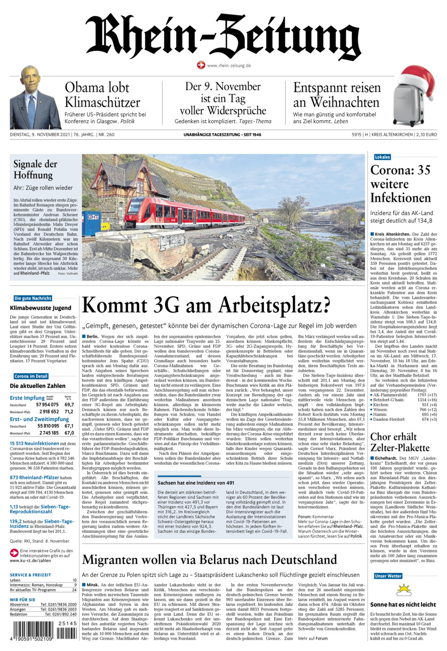 Rhein-Zeitung Kreis Altenkirchen vom Dienstag, 09.11.2021
