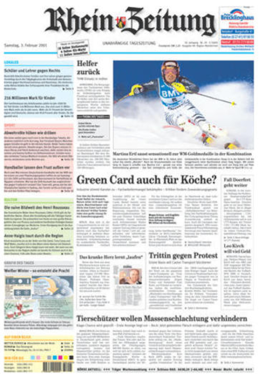 Rhein-Zeitung Kreis Altenkirchen vom Samstag, 03.02.2001