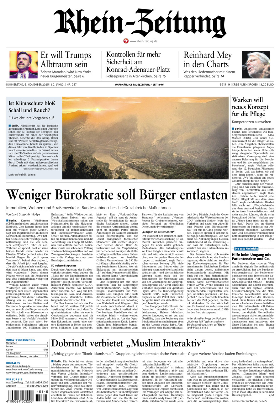 Rhein-Zeitung Kreis Altenkirchen vom Donnerstag, 06.11.2025