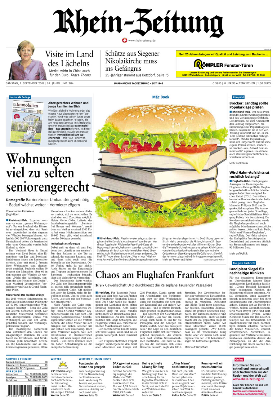 Rhein-Zeitung Kreis Altenkirchen vom Samstag, 01.09.2012