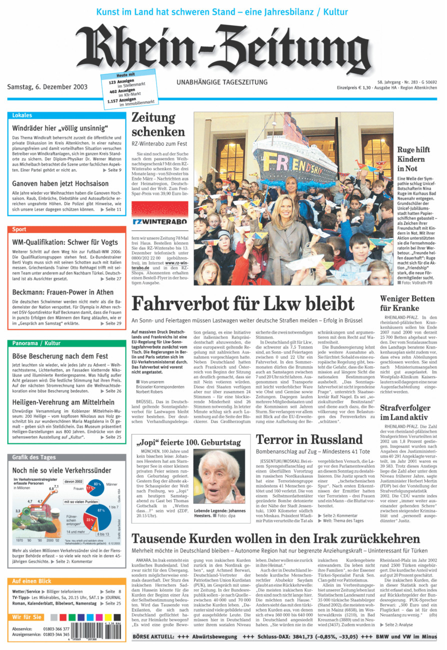 Rhein-Zeitung Kreis Altenkirchen vom Samstag, 06.12.2003