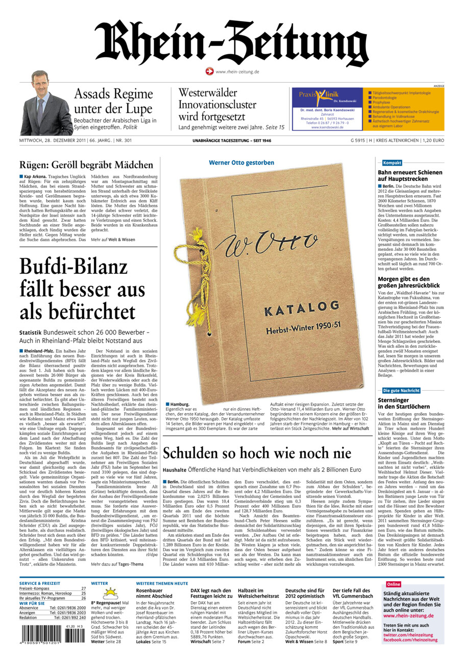 Rhein-Zeitung Kreis Altenkirchen vom Mittwoch, 28.12.2011