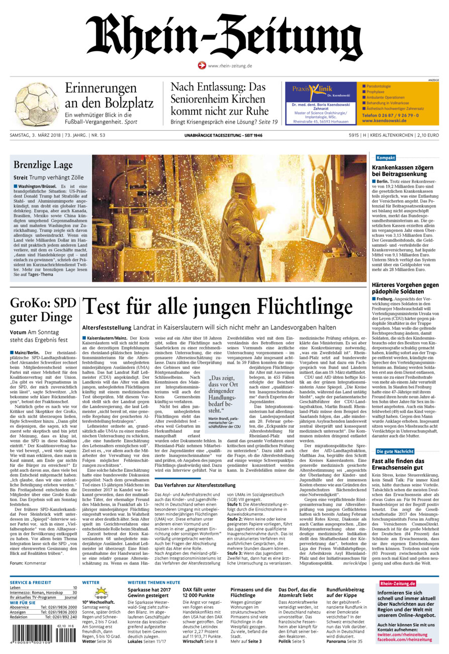 Rhein-Zeitung Kreis Altenkirchen vom Samstag, 03.03.2018