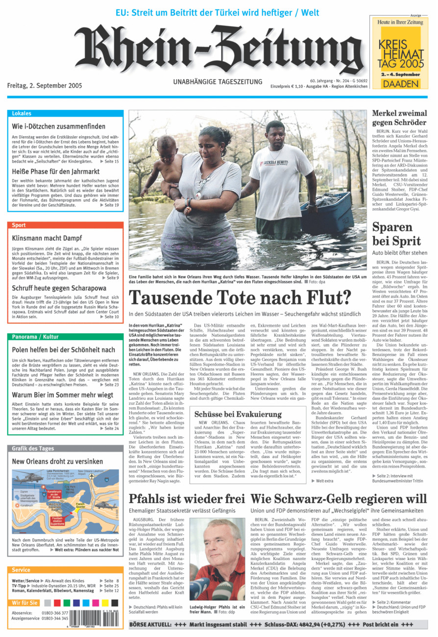 Rhein-Zeitung Kreis Altenkirchen vom Freitag, 02.09.2005
