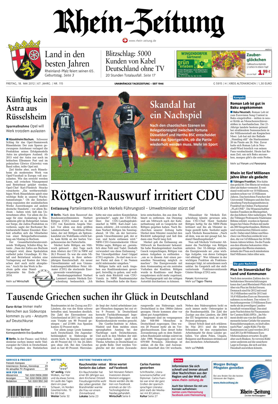 Rhein-Zeitung Kreis Altenkirchen vom Freitag, 18.05.2012