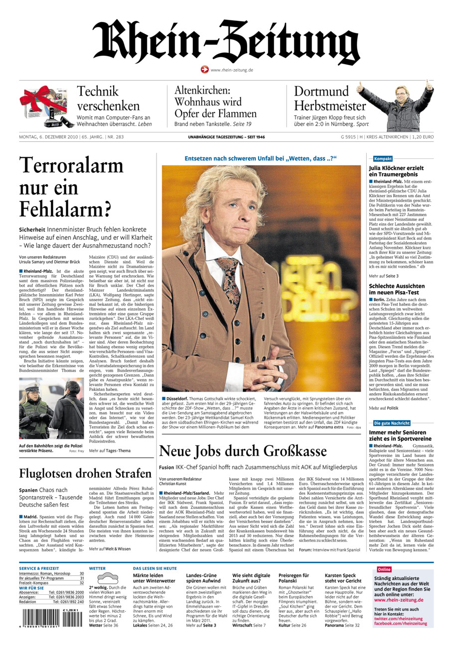 Rhein-Zeitung Kreis Altenkirchen vom Montag, 06.12.2010