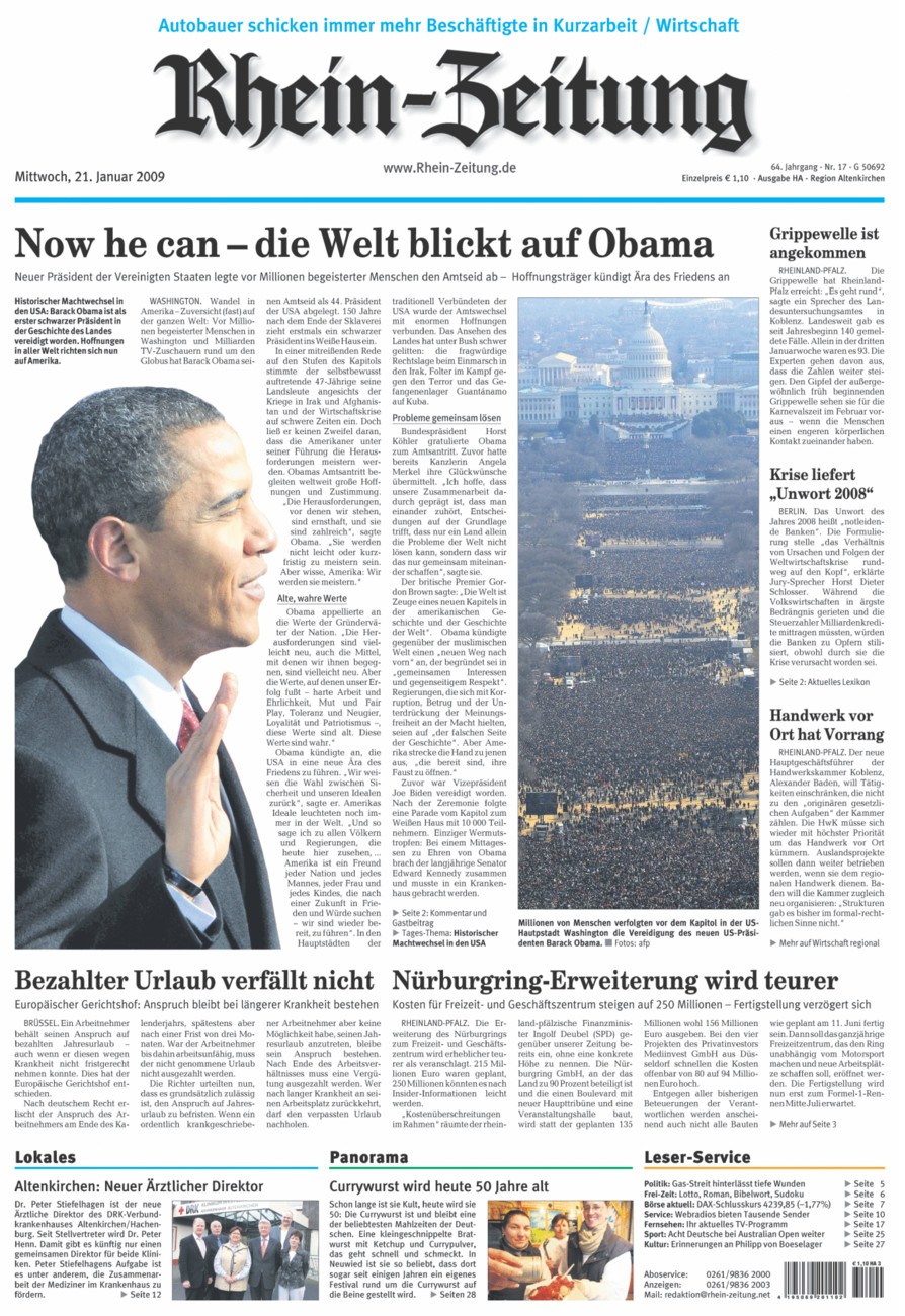 Rhein-Zeitung Kreis Altenkirchen vom Mittwoch, 21.01.2009