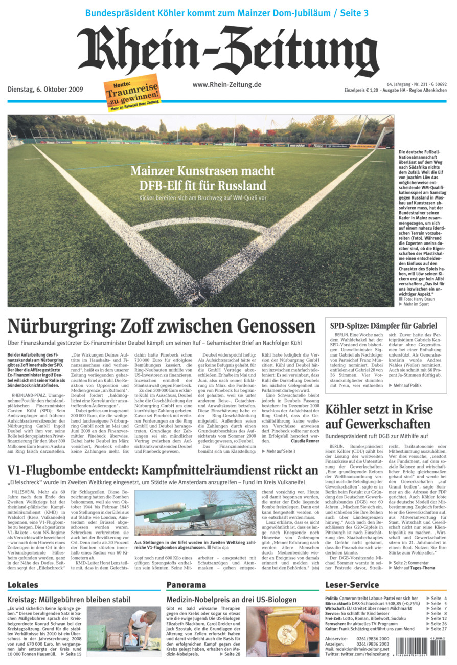 Rhein-Zeitung Kreis Altenkirchen vom Dienstag, 06.10.2009