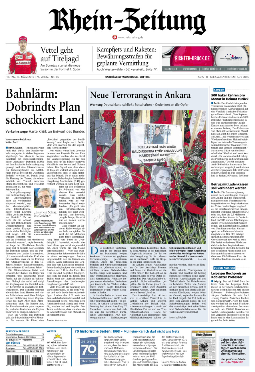 Rhein-Zeitung Kreis Altenkirchen vom Freitag, 18.03.2016