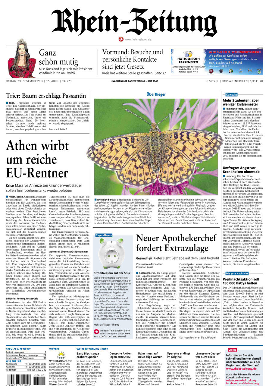 Rhein-Zeitung Kreis Altenkirchen vom Freitag, 23.11.2012