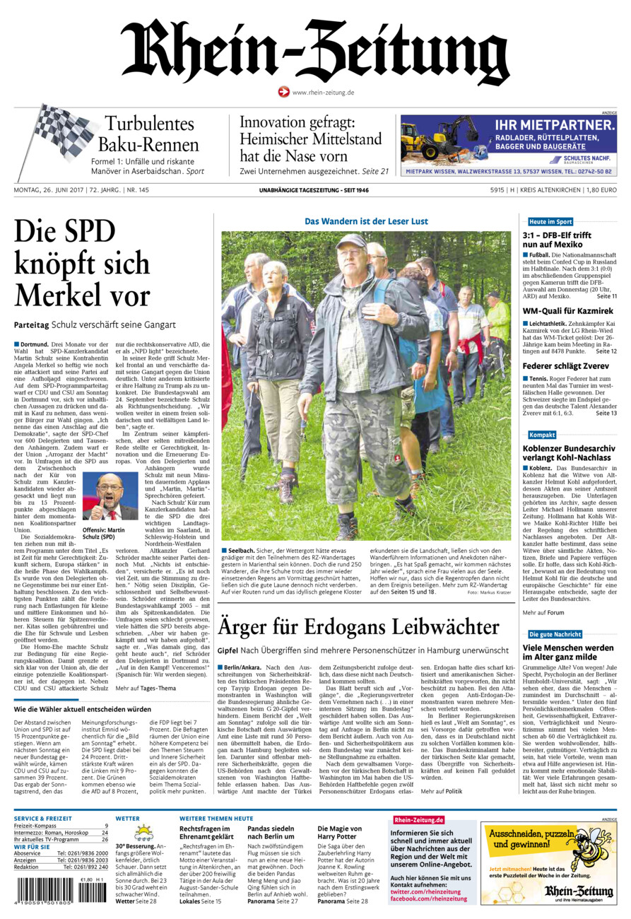 Rhein-Zeitung Kreis Altenkirchen vom Montag, 26.06.2017