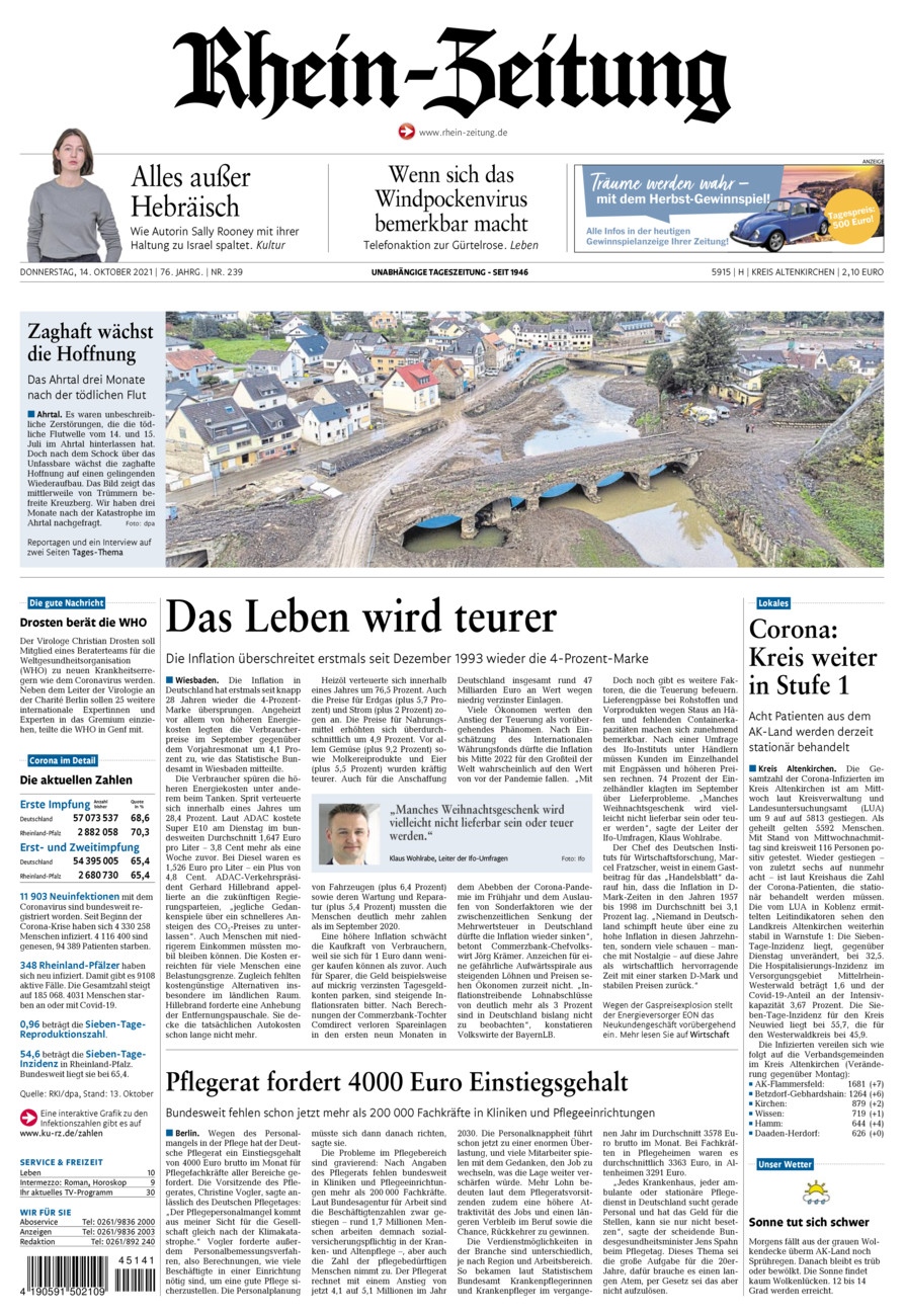 Rhein-Zeitung Kreis Altenkirchen vom Donnerstag, 14.10.2021