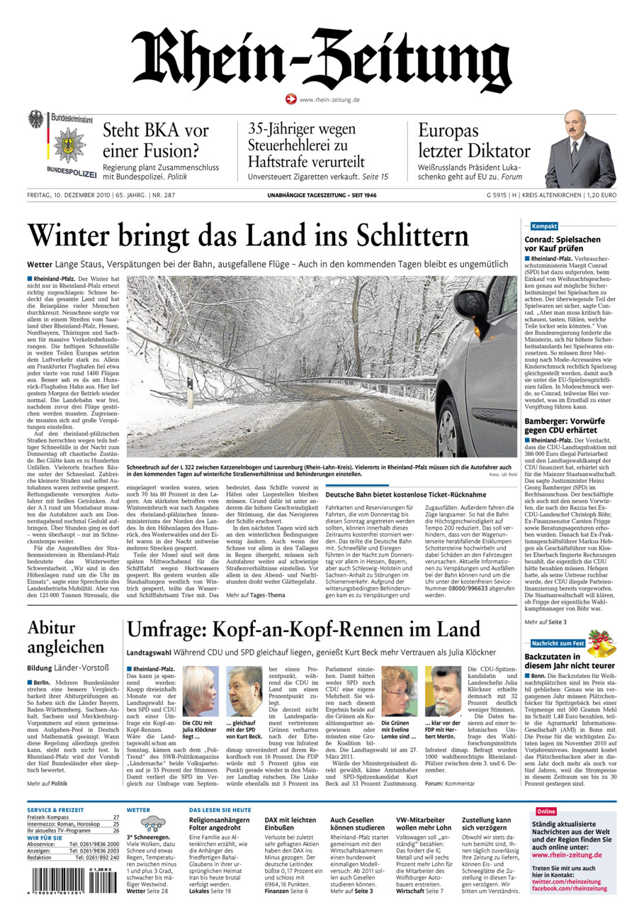 Rhein-Zeitung Kreis Altenkirchen vom Freitag, 10.12.2010