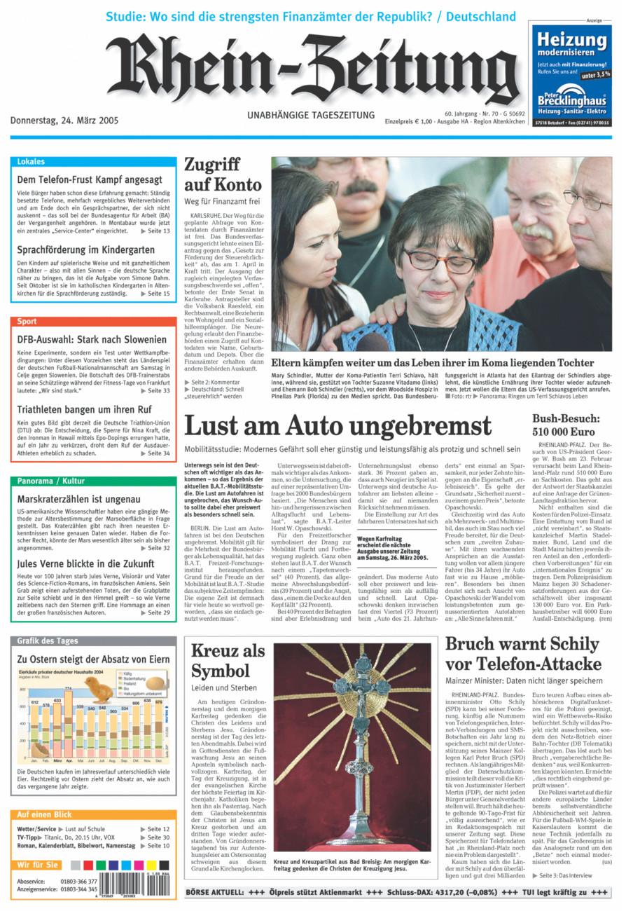 Rhein-Zeitung Kreis Altenkirchen vom Donnerstag, 24.03.2005