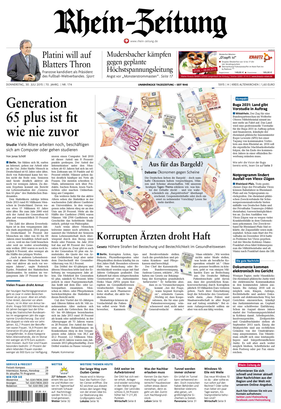 Rhein-Zeitung Kreis Altenkirchen vom Donnerstag, 30.07.2015