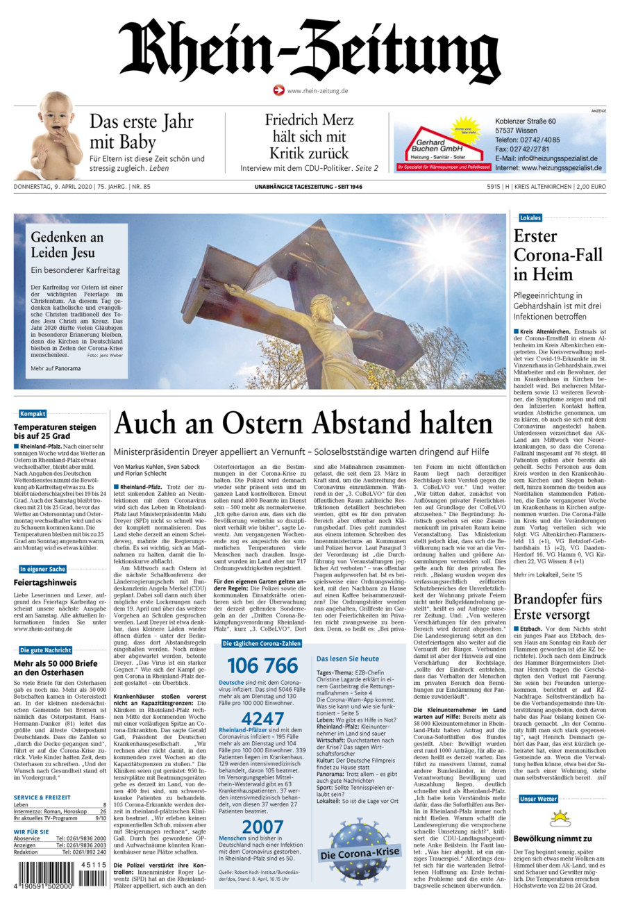 Rhein-Zeitung Kreis Altenkirchen vom Donnerstag, 09.04.2020