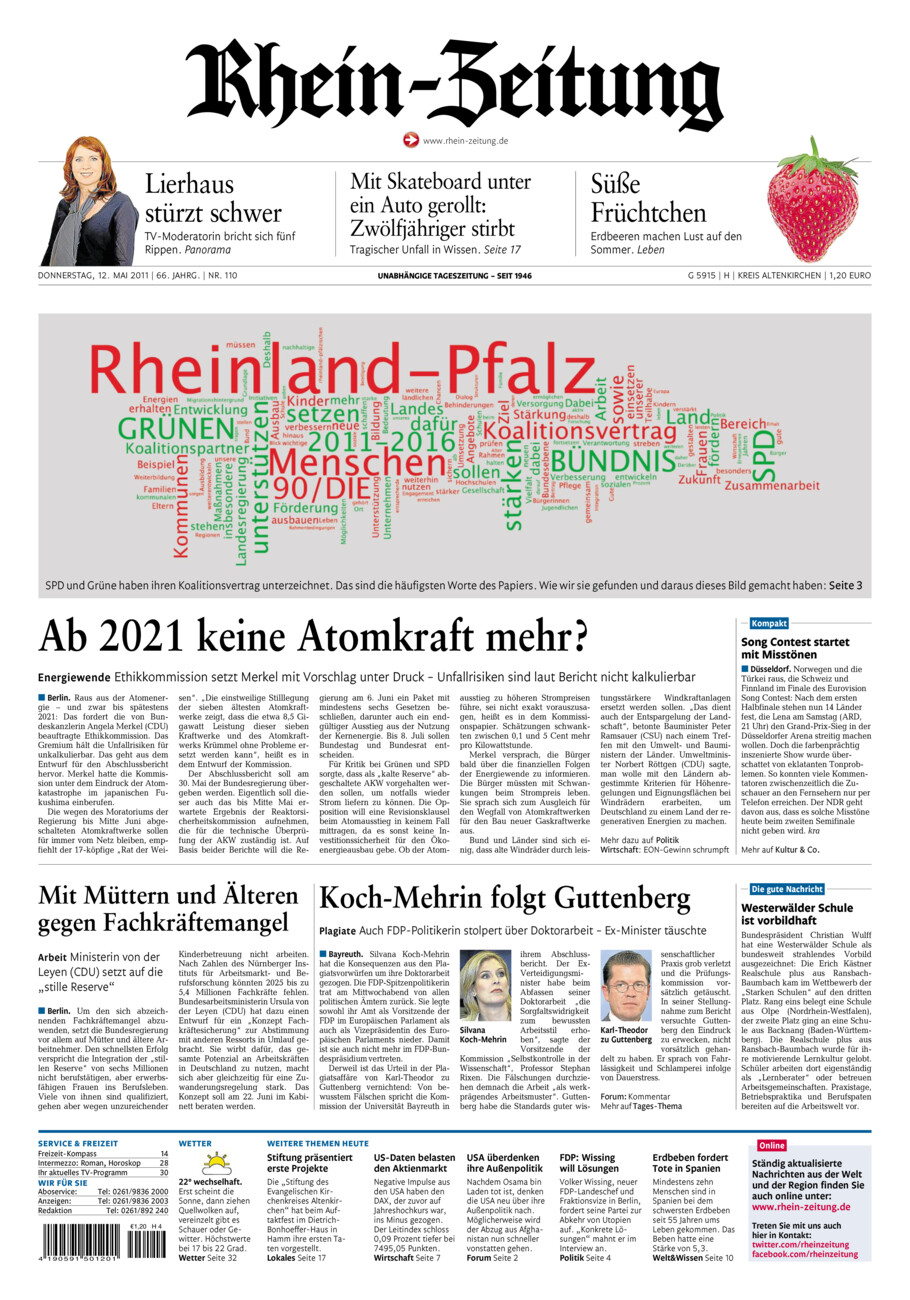 Rhein-Zeitung Kreis Altenkirchen vom Donnerstag, 12.05.2011