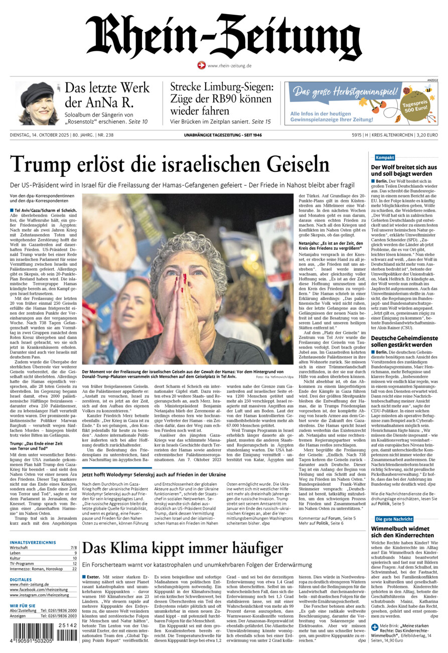 Rhein-Zeitung Kreis Altenkirchen vom Dienstag, 14.10.2025