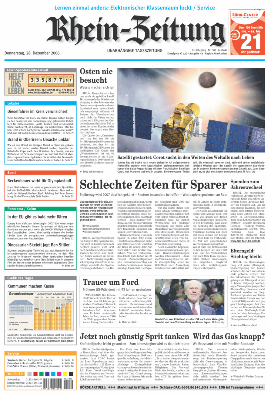 Rhein-Zeitung Kreis Altenkirchen vom Donnerstag, 28.12.2006