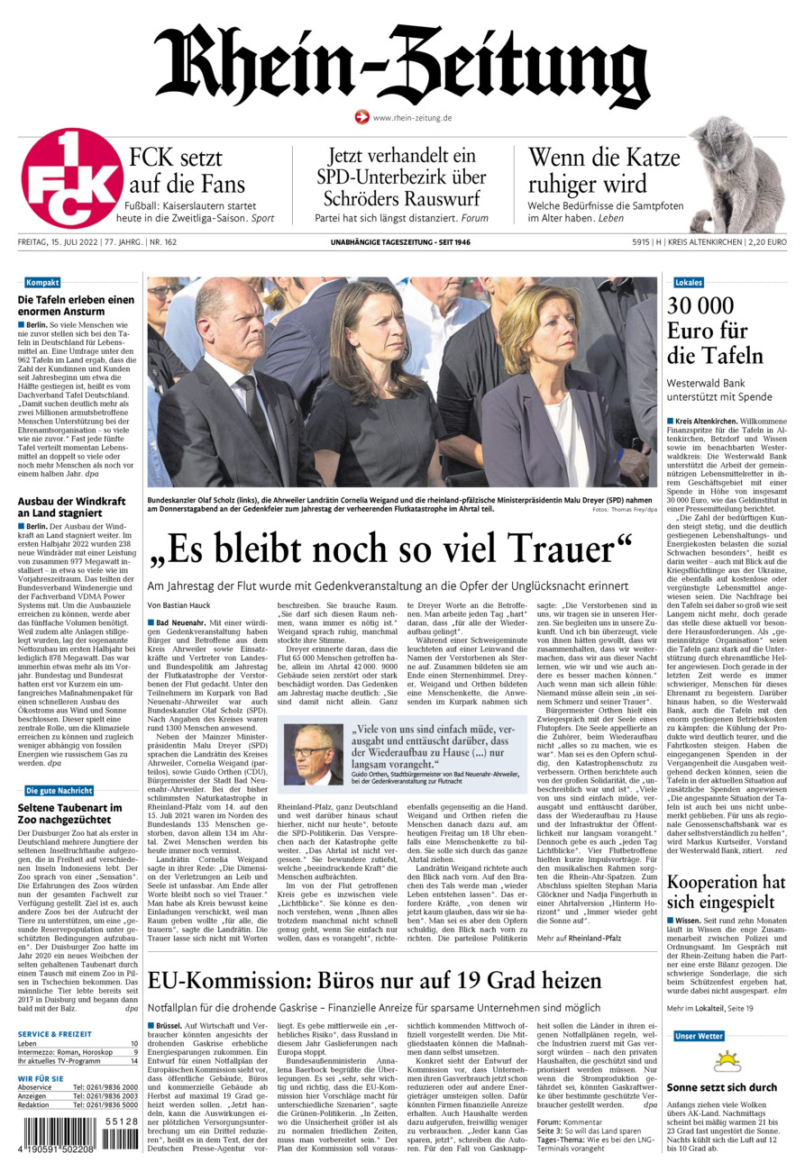 Rhein-Zeitung Kreis Altenkirchen vom Freitag, 15.07.2022