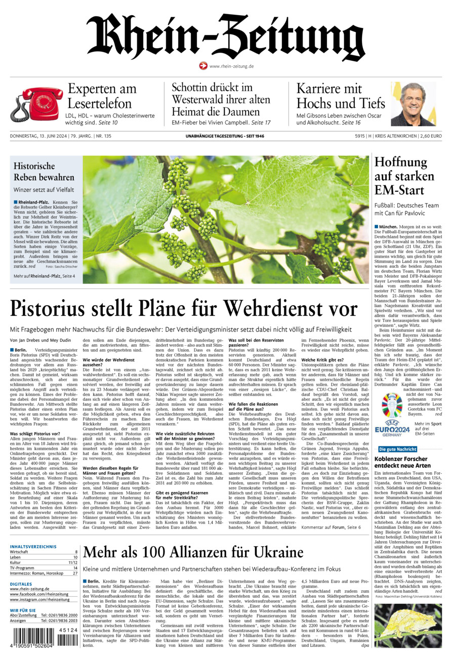 Rhein-Zeitung Kreis Altenkirchen vom Donnerstag, 13.06.2024