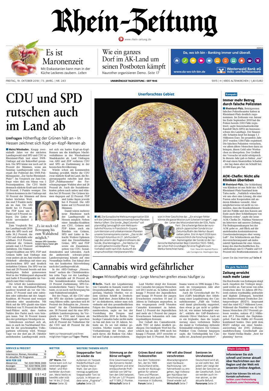 Rhein-Zeitung Kreis Altenkirchen vom Freitag, 19.10.2018