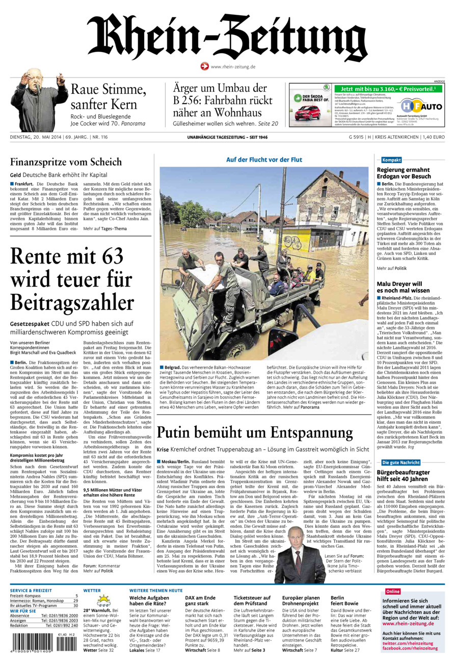 Rhein-Zeitung Kreis Altenkirchen vom Dienstag, 20.05.2014
