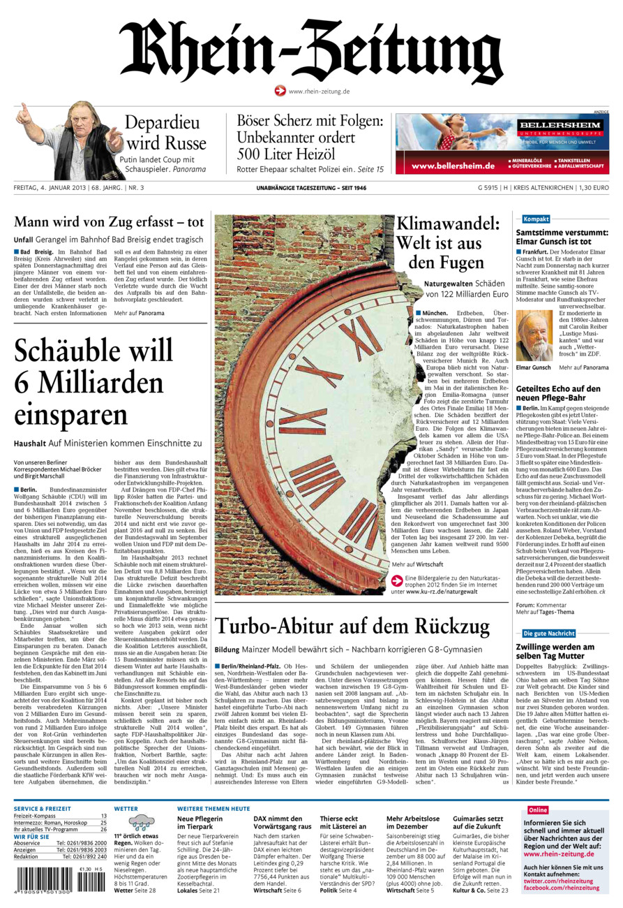 Rhein-Zeitung Kreis Altenkirchen vom Freitag, 04.01.2013