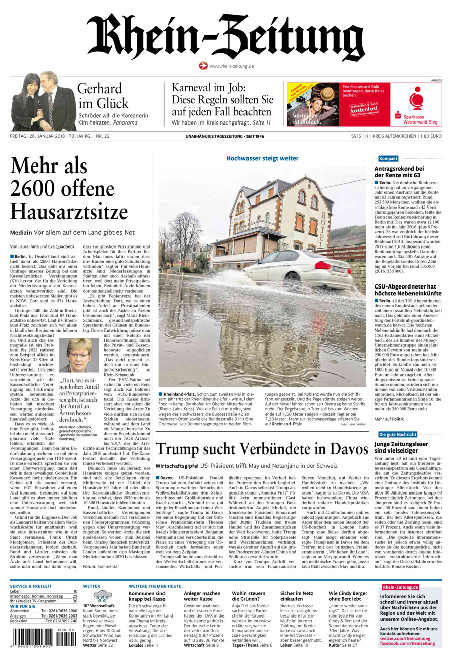Rhein-Zeitung Kreis Altenkirchen vom Freitag, 26.01.2018