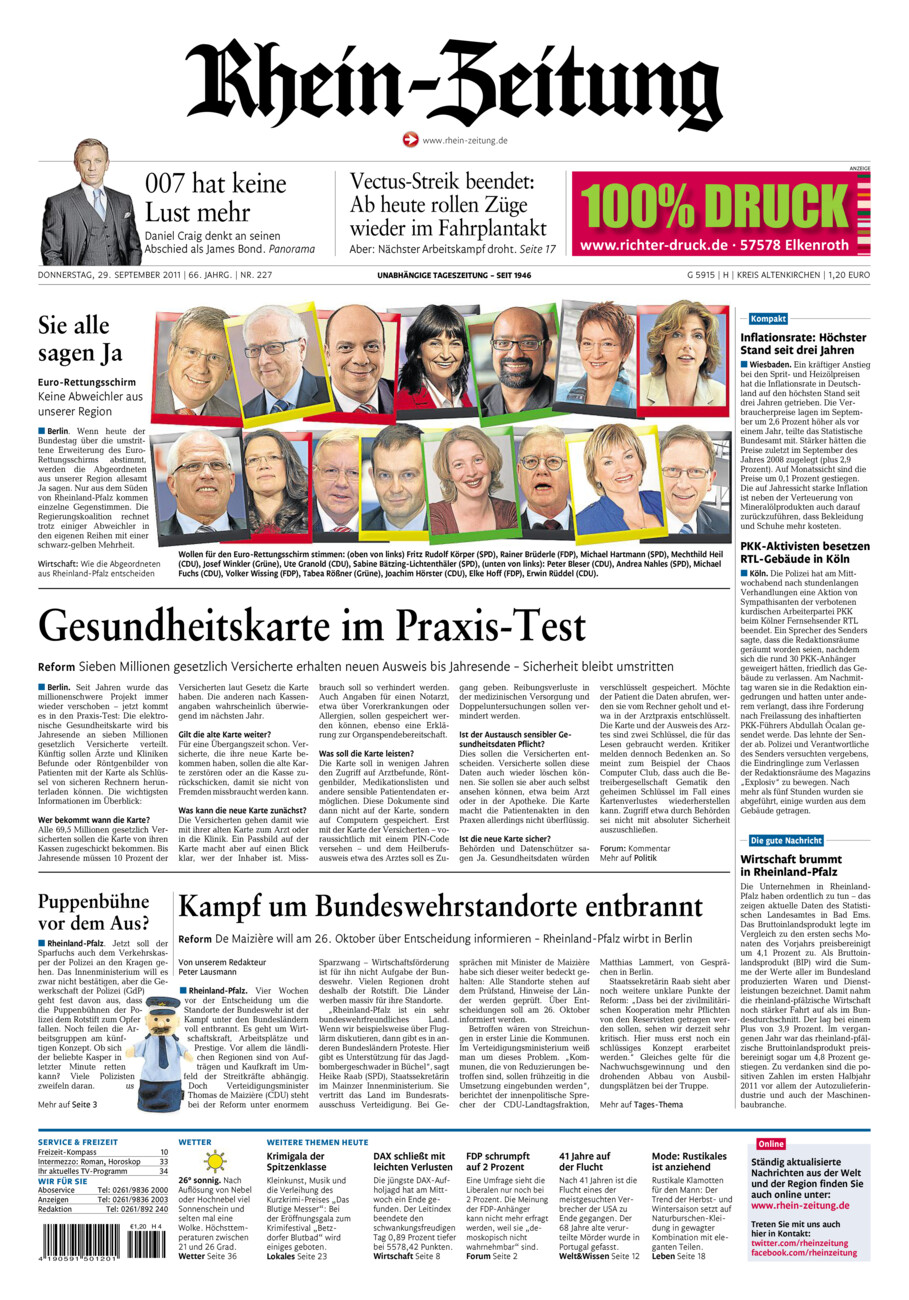 Rhein-Zeitung Kreis Altenkirchen vom Donnerstag, 29.09.2011