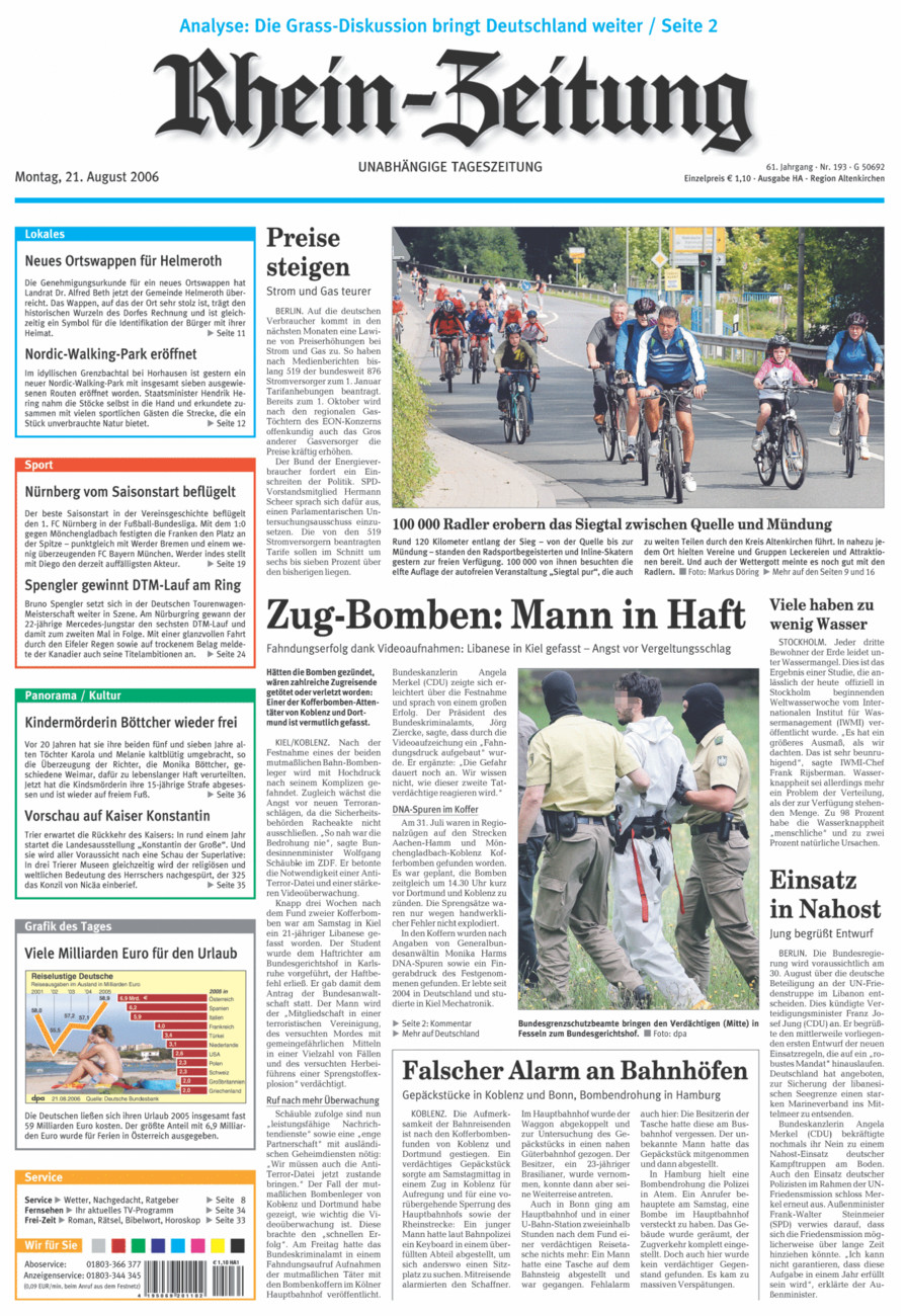 Rhein-Zeitung Kreis Altenkirchen vom Montag, 21.08.2006