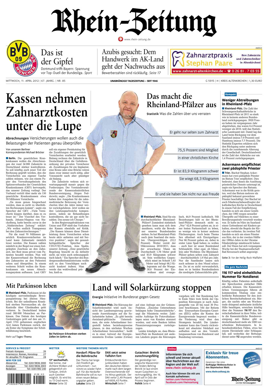 Rhein-Zeitung Kreis Altenkirchen vom Mittwoch, 11.04.2012