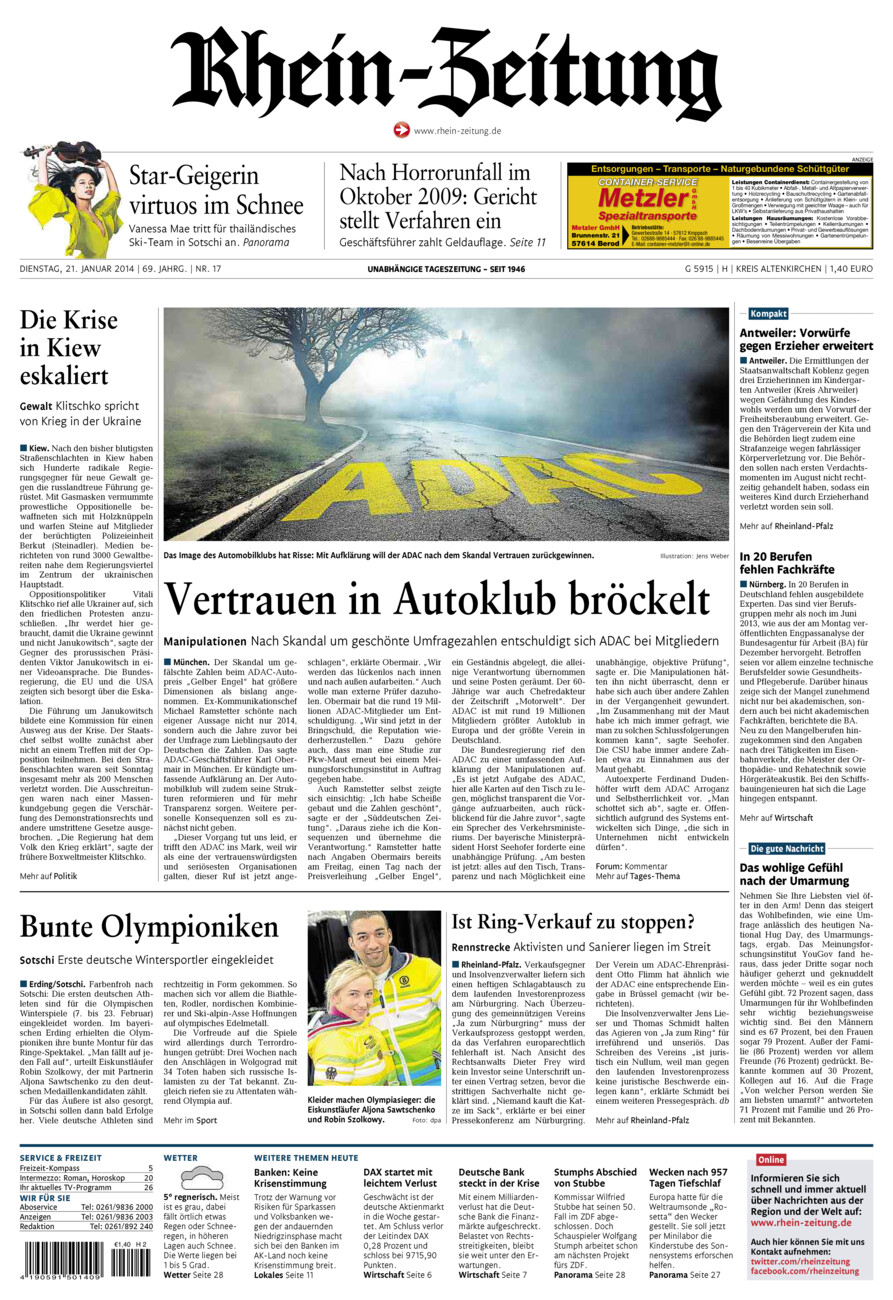 Rhein-Zeitung Kreis Altenkirchen vom Dienstag, 21.01.2014