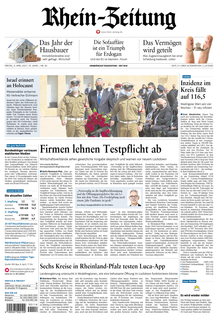 Rhein-Zeitung Kreis Altenkirchen vom Freitag, 09.04.2021