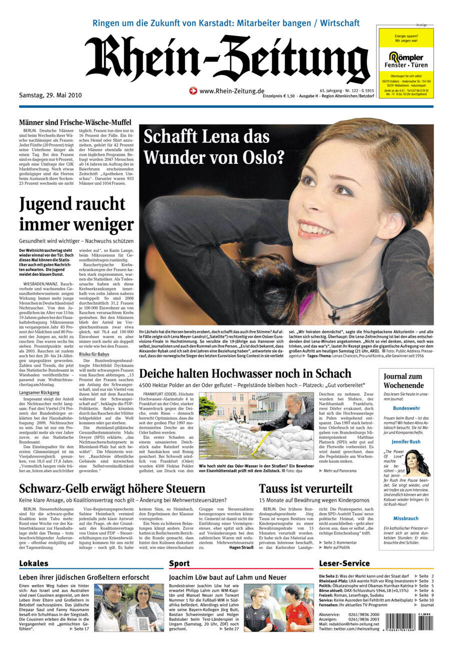 Rhein-Zeitung Kreis Altenkirchen vom Samstag, 29.05.2010