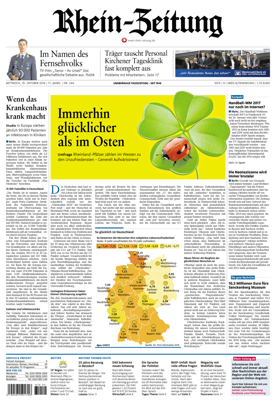 Rhein-Zeitung Kreis Altenkirchen vom Mittwoch, 19.10.2016