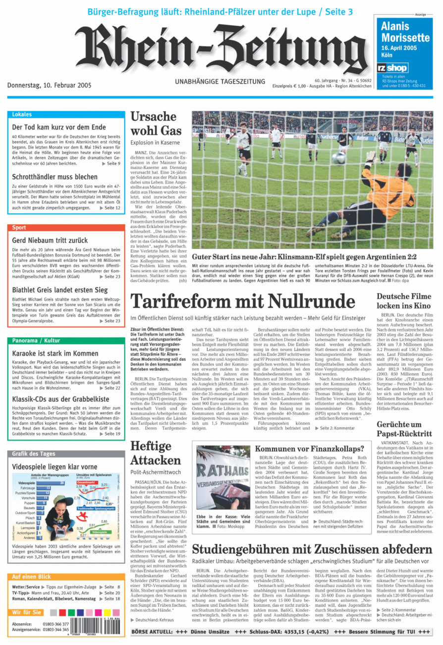 Rhein-Zeitung Kreis Altenkirchen vom Donnerstag, 10.02.2005