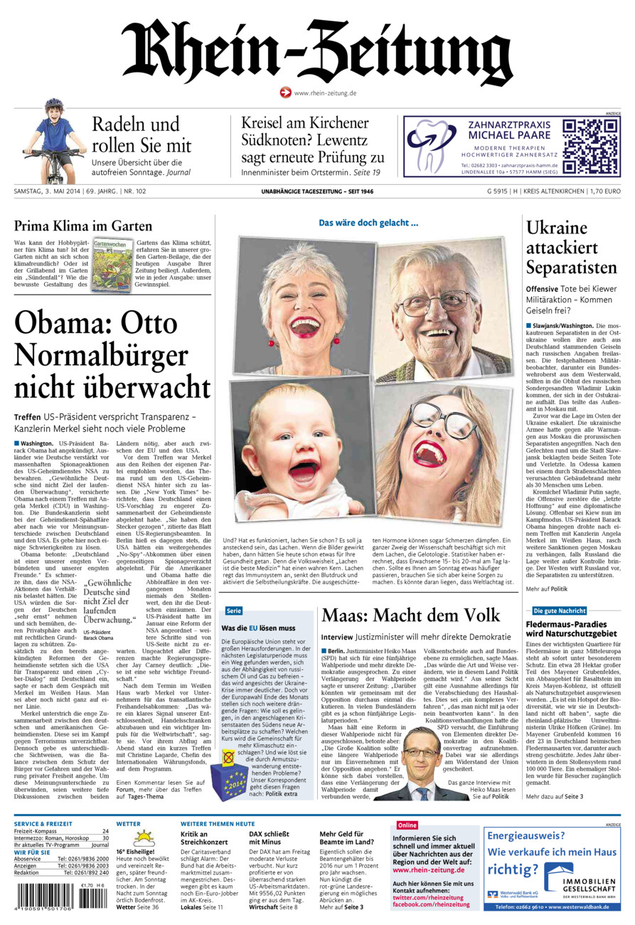 Rhein-Zeitung Kreis Altenkirchen vom Samstag, 03.05.2014