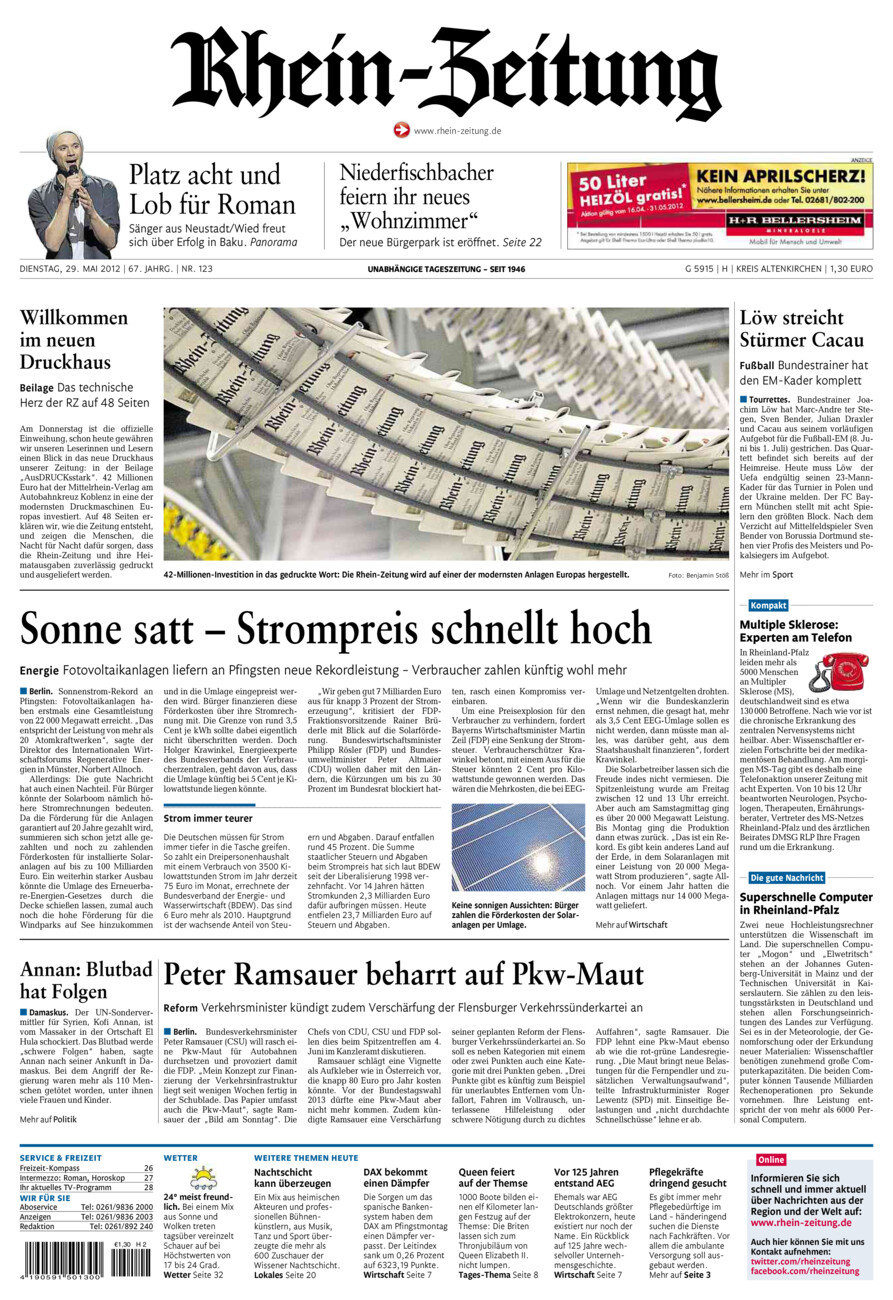 Rhein-Zeitung Kreis Altenkirchen vom Dienstag, 29.05.2012