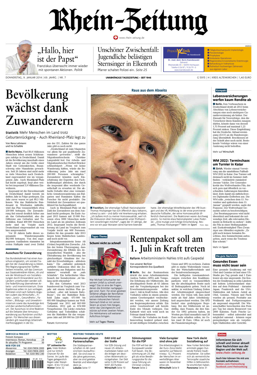 Rhein-Zeitung Kreis Altenkirchen vom Donnerstag, 09.01.2014