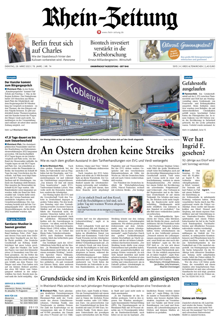Rhein-Zeitung Kreis Altenkirchen vom Dienstag, 28.03.2023