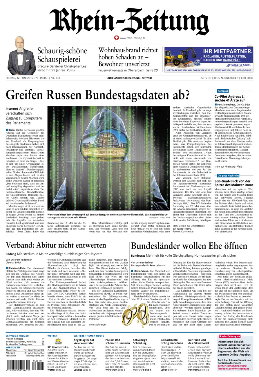 Rhein-Zeitung Kreis Altenkirchen vom Freitag, 12.06.2015