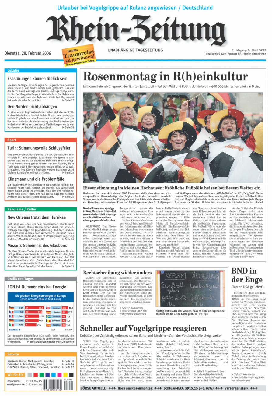 Rhein-Zeitung Kreis Altenkirchen vom Dienstag, 28.02.2006