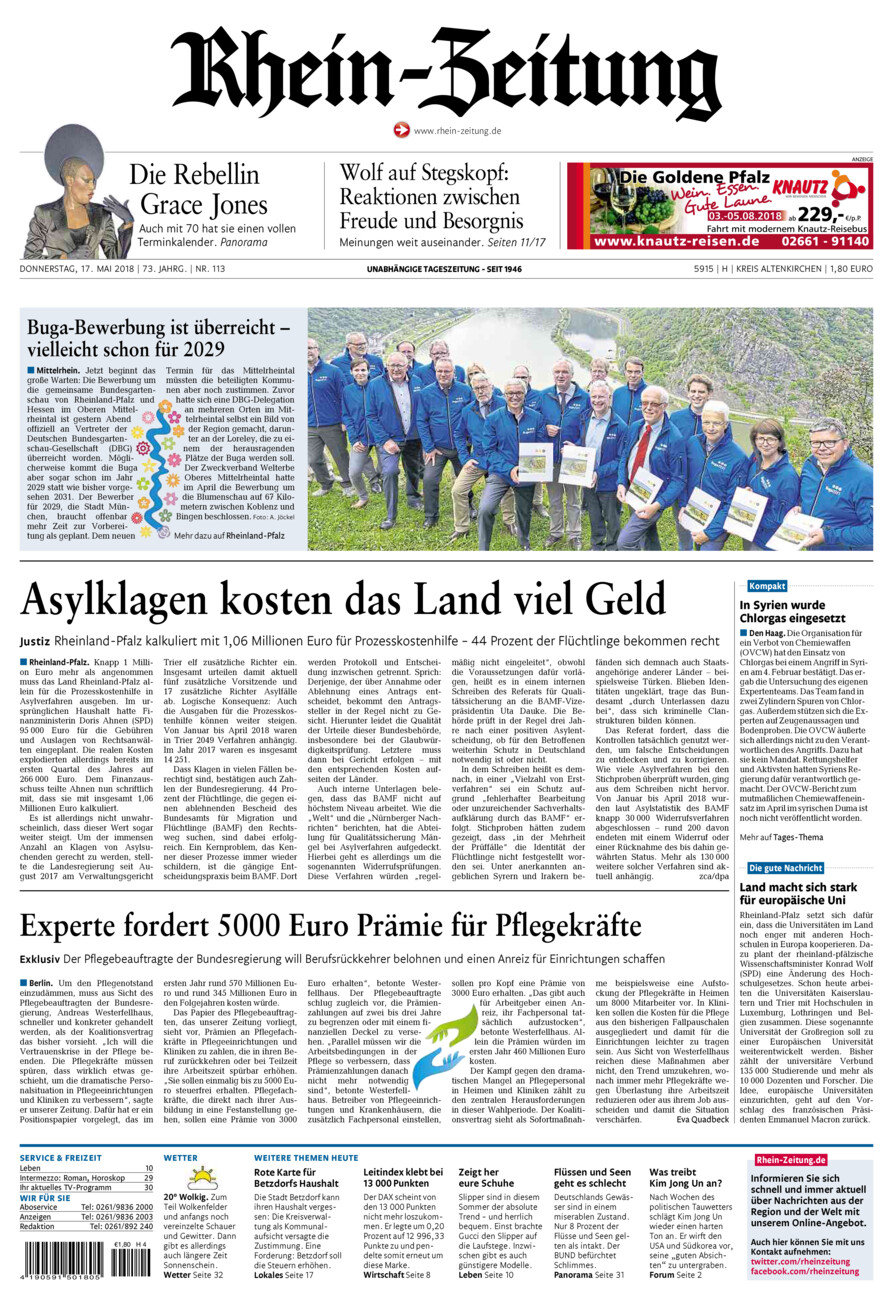 Rhein-Zeitung Kreis Altenkirchen vom Donnerstag, 17.05.2018